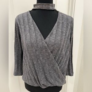 Project Social T - Neckline Cross Front Knit Top